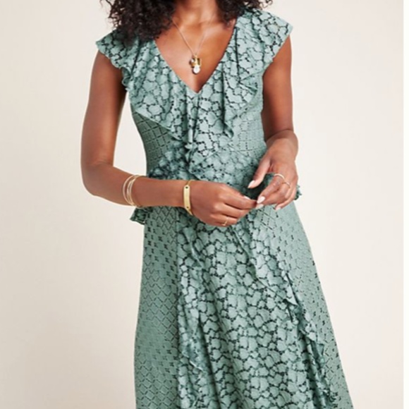 NWT Anthropologie Antoinette Ruffled Midi Dress 2 - Picture 5 of 8